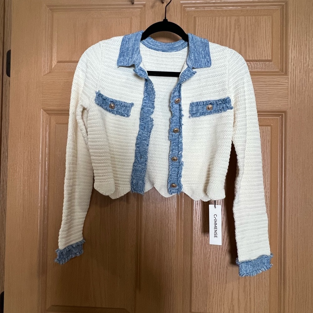 NWT Commense Scallop Edge Cardigan, Sz XS, REtail $49